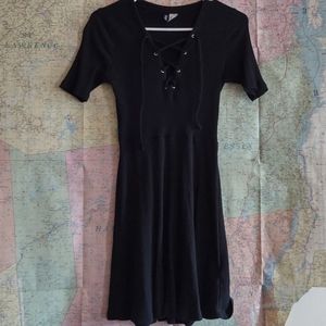 Cute DIVIDED tie front mini A-line dress